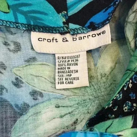 Croft & Barrow Maxi Dress. Sleeveless. Button down. Green & Blue Floral . 14P - Picture 8 of 11